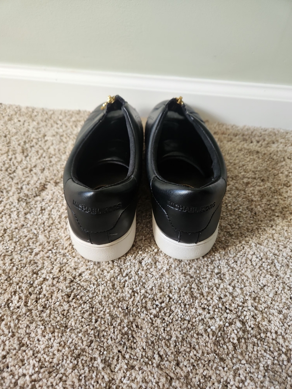 Michael Kors Keaton Black Leather Front-Zip Sneakers - Picture 4 of 5